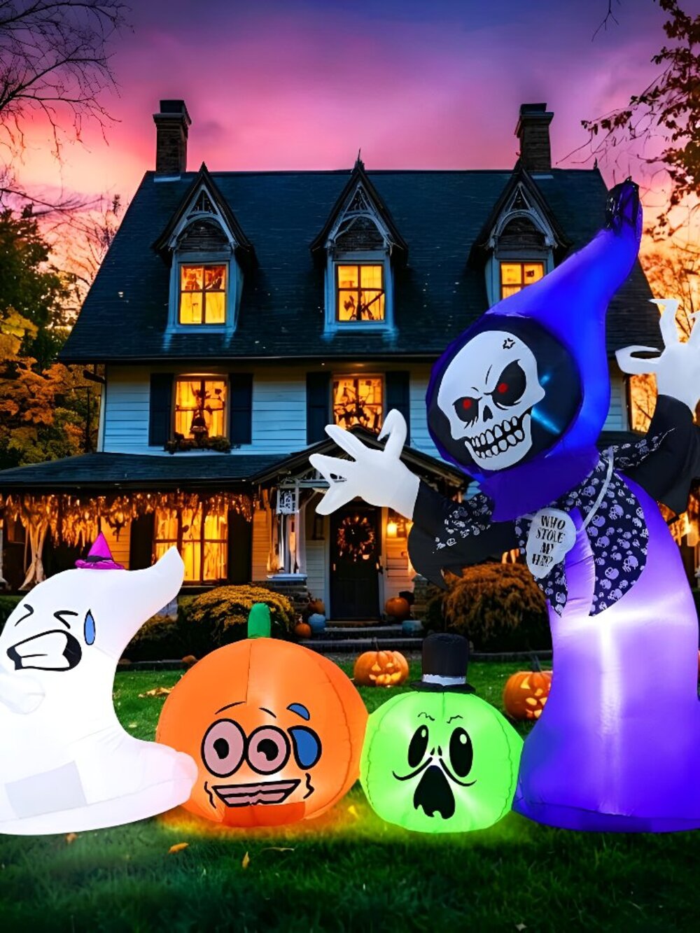 8FT Long Halloween Inflatables Outdoor Decorations with Built-in LED Lights